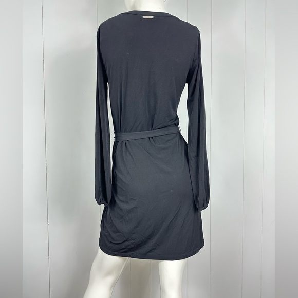 Michael Kors Women’s Sz S Black 1/4 Zip Front Dress Waist Tie W/ Long Sleeve - Picture 2 of 15